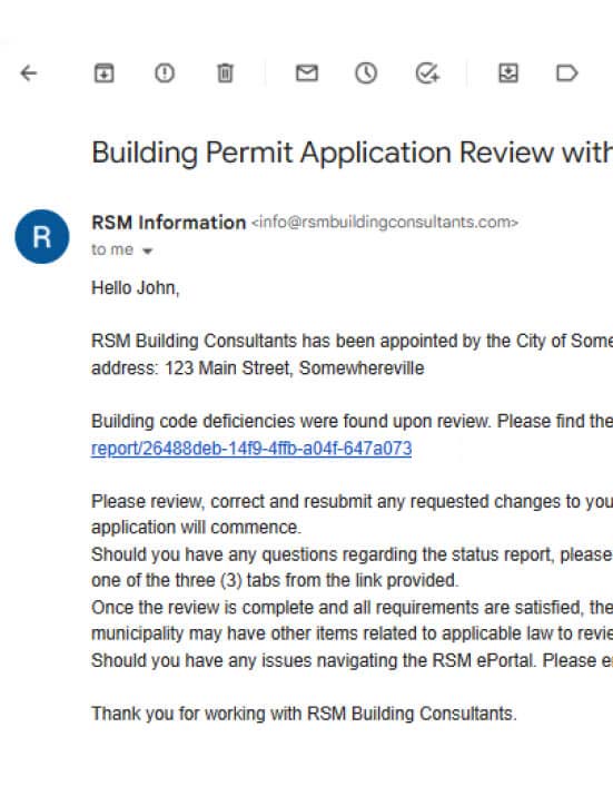 Screenshot of email notification from RSM.