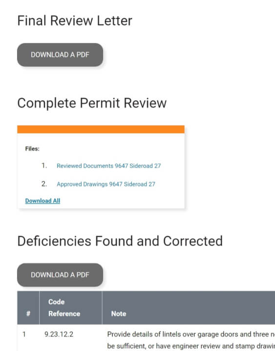 Screenshot of ePortal completed review section.